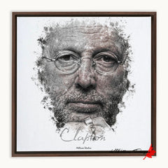 Eric Clapton Ink Smudge Style Art Print Framed Canvas / 12X12 Inch Walnut Artwork