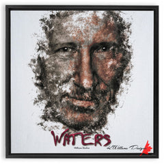 Roger Waters Ink Smudge Style Art Print Framed Canvas / 20X20 Inch Black Artwork