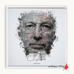 Eric Clapton Ink Smudge Style Art Print Framed Canvas / 10X10 Inch White Artwork