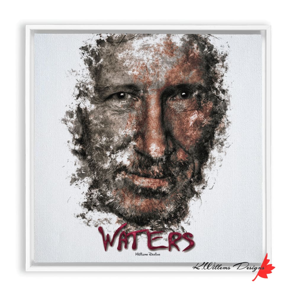 Roger Waters Ink Smudge Style Art Print Framed Canvas / 10X10 Inch White Artwork
