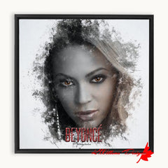 Beyonce Premium Ink Smudge Art Print - Framed Canvas Art Print / 10x10 inch / Black