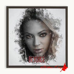 Beyonce Premium Ink Smudge Art Print - Framed Canvas Art Print / 10x10 inch / Espresso