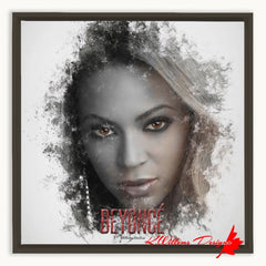 Beyonce Premium Ink Smudge Art Print - Framed Canvas Art Print / 16x16 inch / Espresso