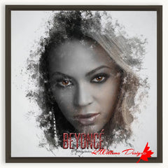 Beyonce Premium Ink Smudge Art Print - Framed Canvas Art Print / 20x20 inch / Espresso