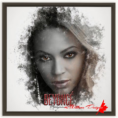 Beyonce Premium Ink Smudge Art Print - Framed Canvas Art Print / 24x24 inch / Espresso
