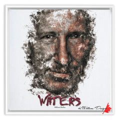 Roger Waters Ink Smudge Style Art Print Framed Canvas / 16X16 Inch White Artwork