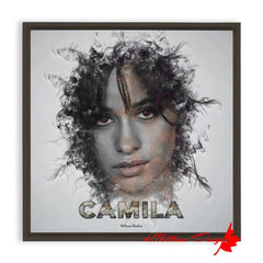 Camila Cabello Ink Smudge Style Art Print - Framed Canvas Art Print / 10x10 inch / Espresso