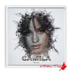Camila Cabello Ink Smudge Style Art Print - Framed Canvas Art Print / 10x10 inch / White