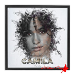 Camila Cabello Ink Smudge Style Art Print - Framed Canvas Art Print / 12x12 inch / Black