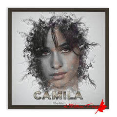 Camila Cabello Ink Smudge Style Art Print - Framed Canvas Art Print / 12x12 inch / Espresso