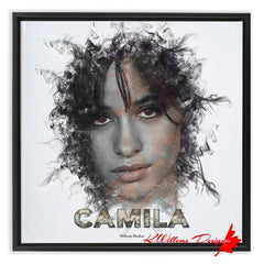 Camila Cabello Ink Smudge Style Art Print - Framed Canvas Art Print / 16x16 inch / Black