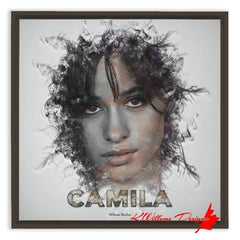 Camila Cabello Ink Smudge Style Art Print - Framed Canvas Art Print / 16x16 inch / Espresso