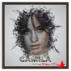 Camila Cabello Ink Smudge Style Art Print - Framed Canvas Art Print / 20x20 inch / Espresso