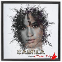 Camila Cabello Ink Smudge Style Art Print - Framed Canvas Art Print / 24x24 inch / Black