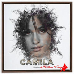 Camila Cabello Ink Smudge Style Art Print - Framed Canvas Art Print / 24x24 inch / Walnut