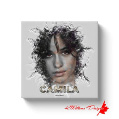 Camila Cabello Ink Smudge Style Art Print - Wrapped Canvas Art Prints / 12x12 inch / White