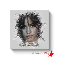 Camila Cabello Ink Smudge Style Art Print - Wrapped Canvas Art Prints / 16x16 inch / White