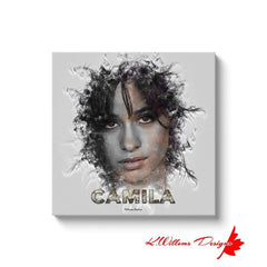 Camila Cabello Ink Smudge Style Art Print - Wrapped Canvas Art Prints / 24x24 inch / White