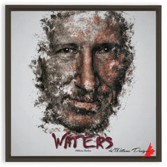 Roger Waters Ink Smudge Style Art Print Framed Canvas / 20X20 Inch Espresso Artwork