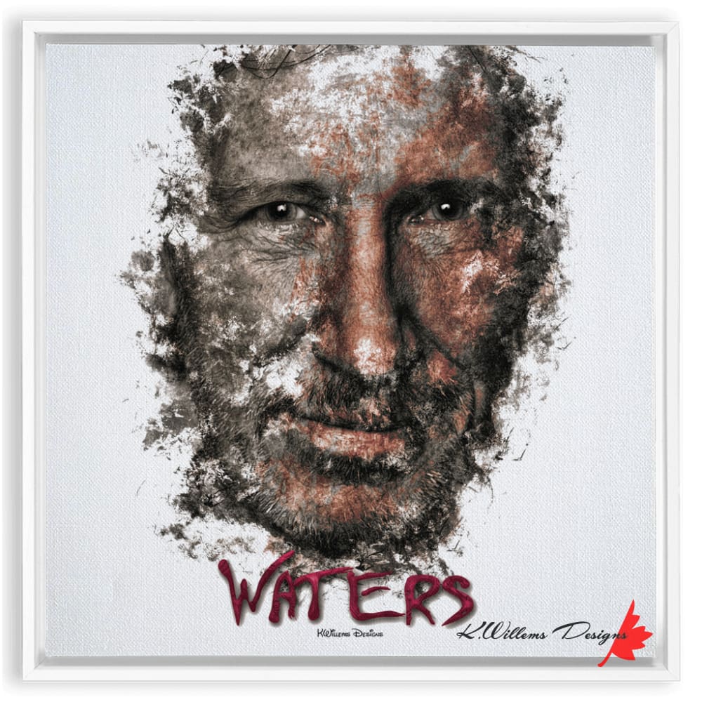 Roger Waters Ink Smudge Style Art Print Framed Canvas / 20X20 Inch White Artwork