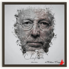 Eric Clapton Ink Smudge Style Art Print Framed Canvas / 20X20 Inch Espresso Artwork
