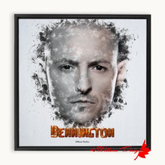 Chester Bennington Ink Smudge Style Art Print - Framed Canvas Art Print / 10x10 inch / Black