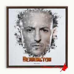 Chester Bennington Ink Smudge Style Art Print - Framed Canvas Art Print / 10x10 inch / Walnut