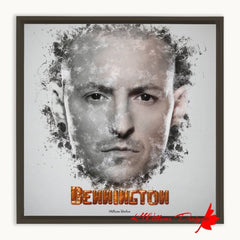 Chester Bennington Ink Smudge Style Art Print - Framed Canvas Art Print / 12x12 inch / Espresso