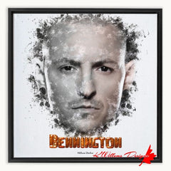 Chester Bennington Ink Smudge Style Art Print - Framed Canvas Art Print / 16x16 inch / Black