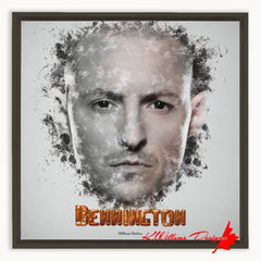 Chester Bennington Ink Smudge Style Art Print - Framed Canvas Art Print / 16x16 inch / Espresso