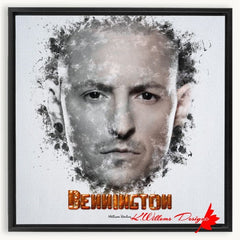 Chester Bennington Ink Smudge Style Art Print - Framed Canvas Art Print / 20x20 inch / Black