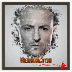 Chester Bennington Ink Smudge Style Art Print - Framed Canvas Art Print / 20x20 inch / Espresso