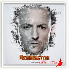 Chester Bennington Ink Smudge Style Art Print - Framed Canvas Art Print / 20x20 inch / White