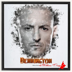 Chester Bennington Ink Smudge Style Art Print - Framed Canvas Art Print / 24x24 inch / Black