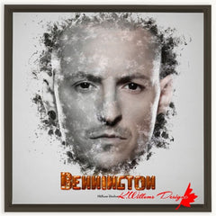 Chester Bennington Ink Smudge Style Art Print - Framed Canvas Art Print / 24x24 inch / Espresso