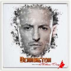 Chester Bennington Ink Smudge Style Art Print - Framed Canvas Art Print / 24x24 inch / White