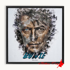 David Bowie Ink Smudge Style Art Print - Framed Canvas Art Print / 10x10 inch / Black
