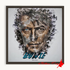 David Bowie Ink Smudge Style Art Print - Framed Canvas Art Print / 10x10 inch / Espresso