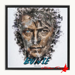 David Bowie Ink Smudge Style Art Print - Framed Canvas Art Print / 12x12 inch / Black