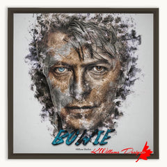 David Bowie Ink Smudge Style Art Print - Framed Canvas Art Print / 16x16 inch / Espresso