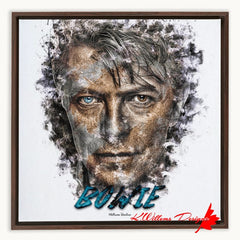 David Bowie Ink Smudge Style Art Print - Framed Canvas Art Print / 16x16 inch / Walnut