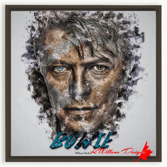 David Bowie Ink Smudge Style Art Print - Framed Canvas Art Print / 20x20 inch / Espresso