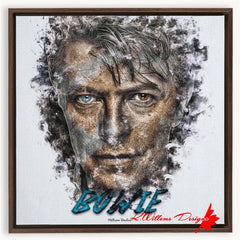 David Bowie Ink Smudge Style Art Print - Framed Canvas Art Print / 20x20 inch / Walnut