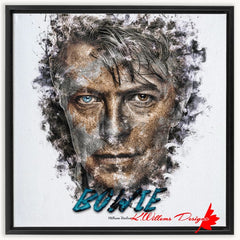 David Bowie Ink Smudge Style Art Print - Framed Canvas Art Print / 24x24 inch / Black