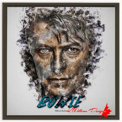 David Bowie Ink Smudge Style Art Print - Framed Canvas Art Print / 24x24 inch / Espresso