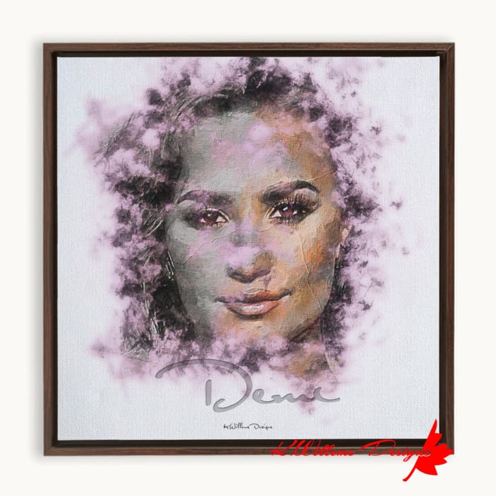 Demi Lovato Ink Smudge Style Art Print - Framed Canvas Art Print / 10x10 inch / Walnut