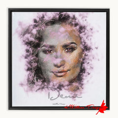 Demi Lovato Ink Smudge Style Art Print - Framed Canvas Art Print / 12x12 inch / Black