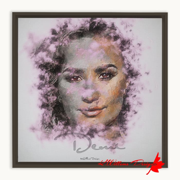 Demi Lovato Ink Smudge Style Art Print - Framed Canvas Art Print / 12x12 inch / Espresso