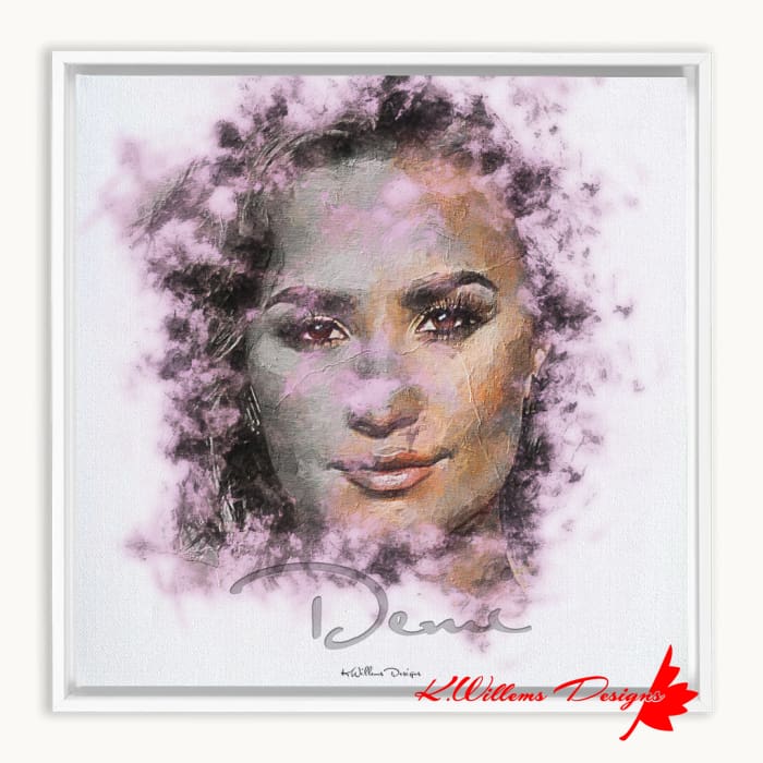 Demi Lovato Ink Smudge Style Art Print - Framed Canvas Art Print / 12x12 inch / White