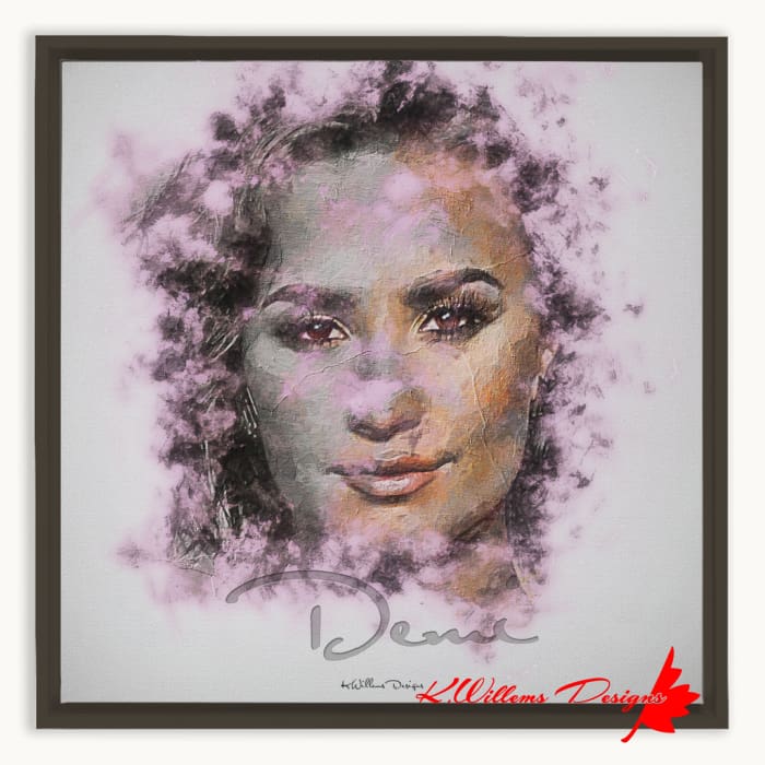 Demi Lovato Ink Smudge Style Art Print - Framed Canvas Art Print / 16x16 inch / Espresso